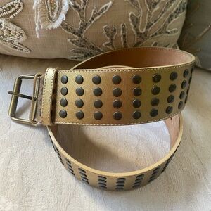 CATHERINE MALANDRINO‎ GOLD LEATHER BRONZE STUDDED BELT​​​​​